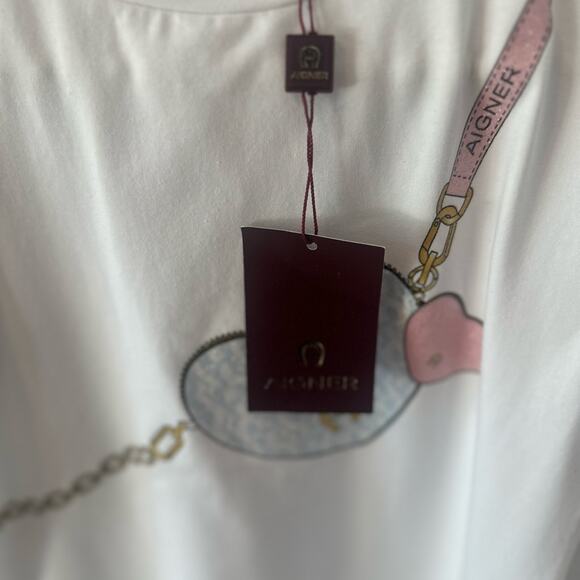 AignerTeen Girls White Cotton Handbag T-Shirt new with tags size 8 - Picture 8 of 9